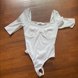 ASTR Ribbed White Bodysuit